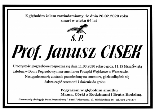 Nekrolog prof. Janusz Cisek